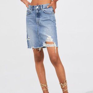 ZARA Ripped Denim Skirt